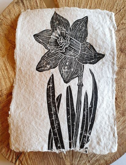 Discover Daffodil Spring Lino Print