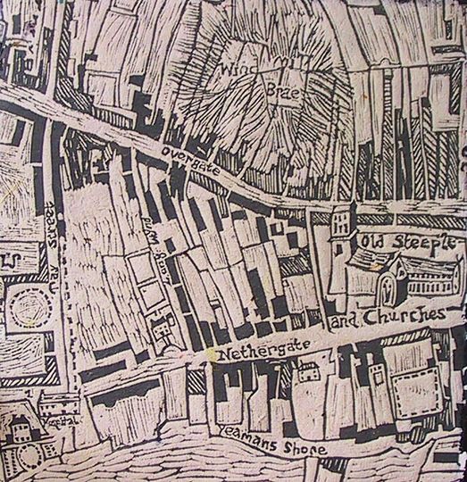 Discover Lino Print, Original Handmade Print, Limited Edition titled 'Old Map of Dundee', great present.