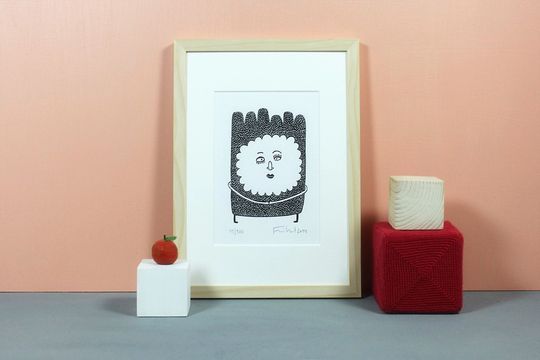 Discover Treefriend | Linocut, lino, blockprint, print, art, relief print, original, illustration, linogravure, nursery, kids room, signed, black, A5