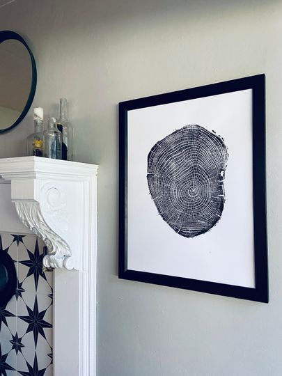 Discover Connecticut tree print, Yale Campus, Tree ring print from Ash, Original Woodblock printed by hand from a Real Ash tree.