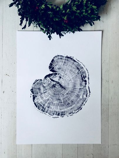 Discover Huntsville UT Tree Ring Print - Handmade Tree Slice Art