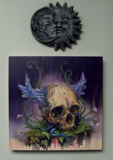 Discover Crystal Skull Wood Print Pop Surreal Illustration Digital Painting -Crystallum Morte- 12x12  Wall Art Fantasy