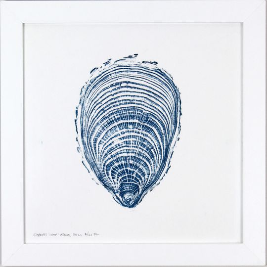 Discover Lawson Cypress - Hand printed 'Leaf' Tree Ring Art Aqua BLUE