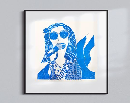 Discover Rockstar linocut print