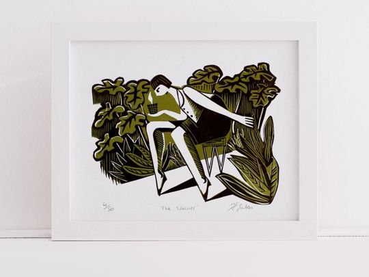 Discover Gardener Linocut Print