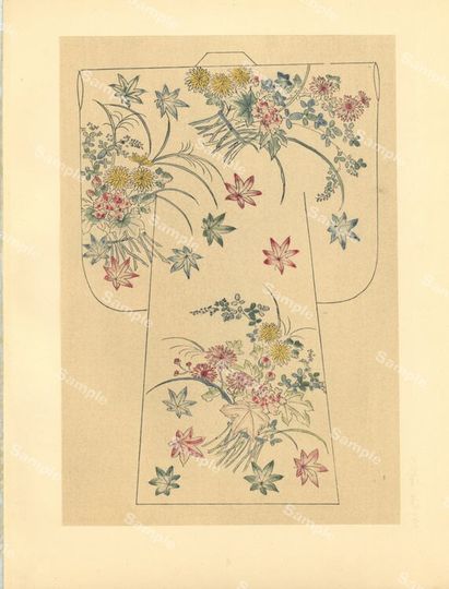 Discover Kimono Design Japanese woodblock print Meiji period