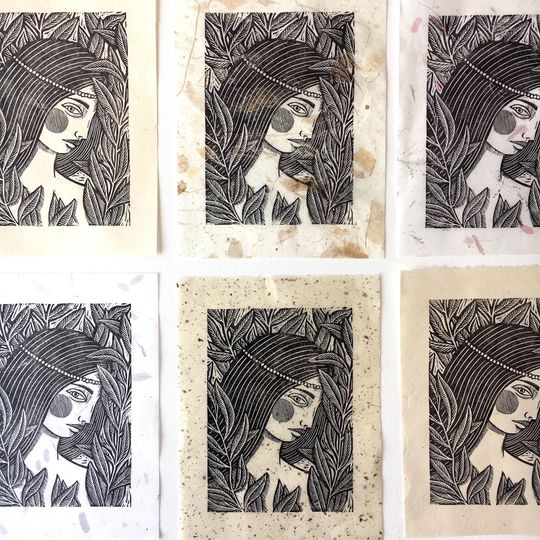 Discover Peek | Block Printed Socially Distant Goddess Fine Art Print