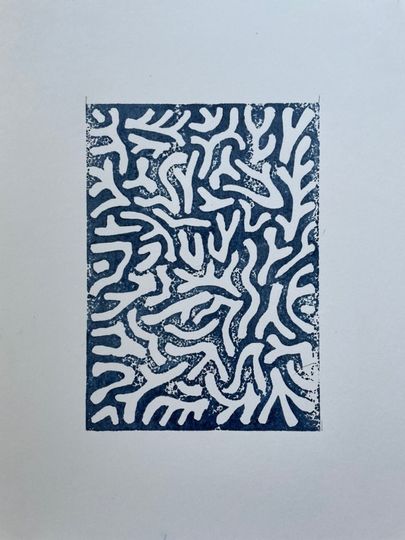 Discover Block Print, Coral