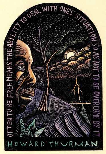 Discover Howard Thurman Christian Mystic original block print art