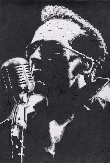 Discover Dave Vanian (The Damned)  Linoprint 21cm x 30cm. Limited Edition of 30.