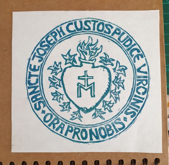 Discover Linocut Print of the Most Chaste Heart of St. Joseph