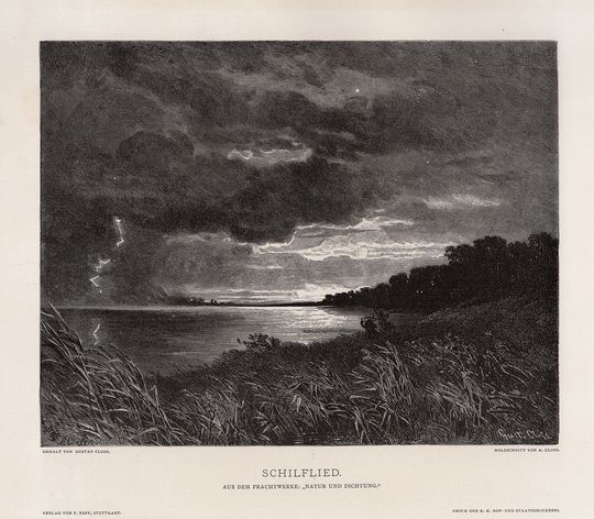 Discover Gustav Paul CLOSS 1800s Woodcut "Schilflied" Custom Framed SIGNED Gallery Certificate