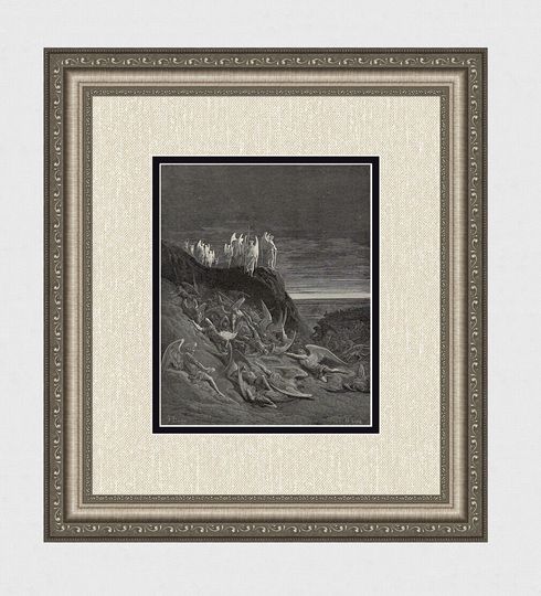 Discover 1800s Gustave Dore Paradise Lost Woodcut "'The Archangel Michael" Gallery FRAMED SIGNED Gallery Certificate
