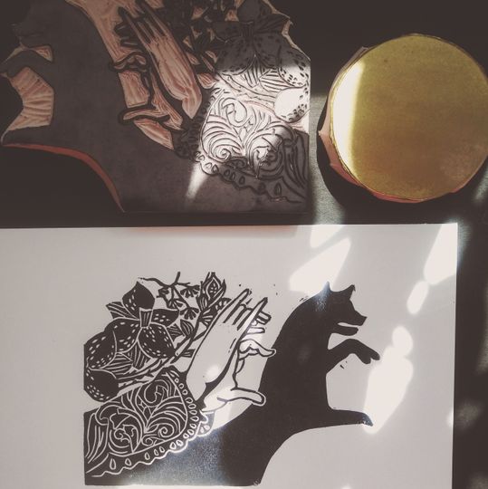 Discover fox hand shadow puppet victorian inspired block print