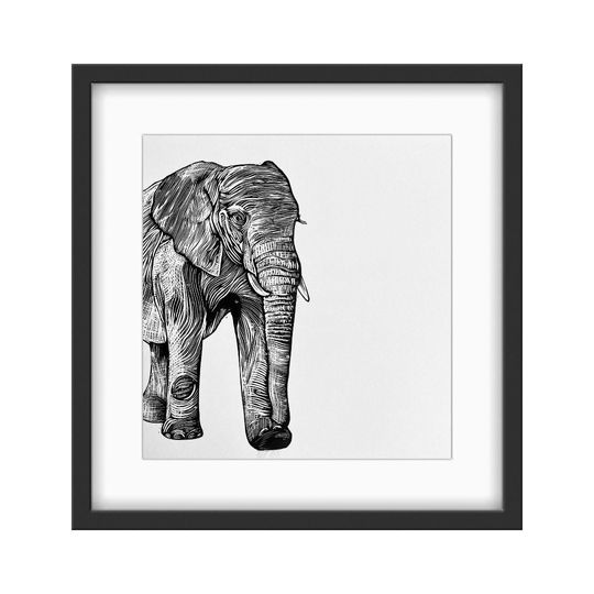 Discover Elliot Original, Elephant Linocut Print (Unframed)