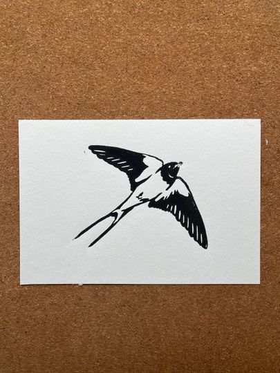 Discover Swallow A5 lino print