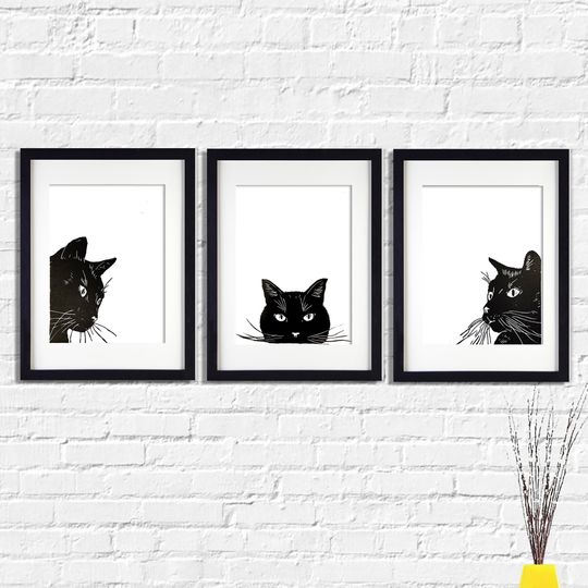 Discover Black Cat Art Print - Decorative Wall Art for Home