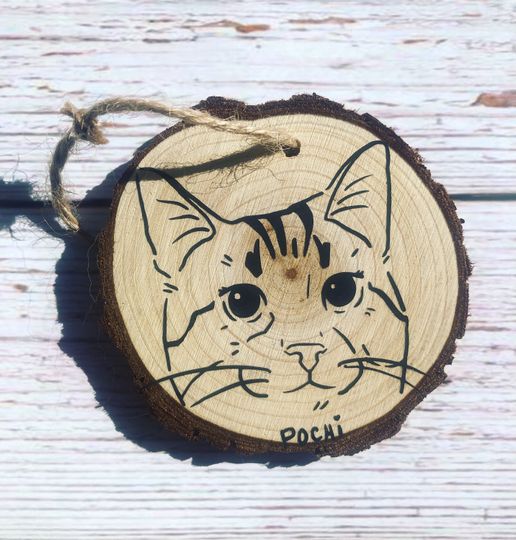 Discover Custom Wood Pet Portrait Ornament - Gift