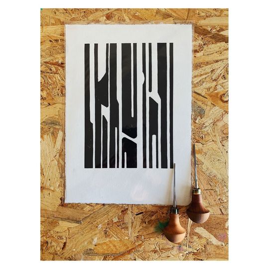 Discover Minimal Abstract Lino Print  Original Handmade Print