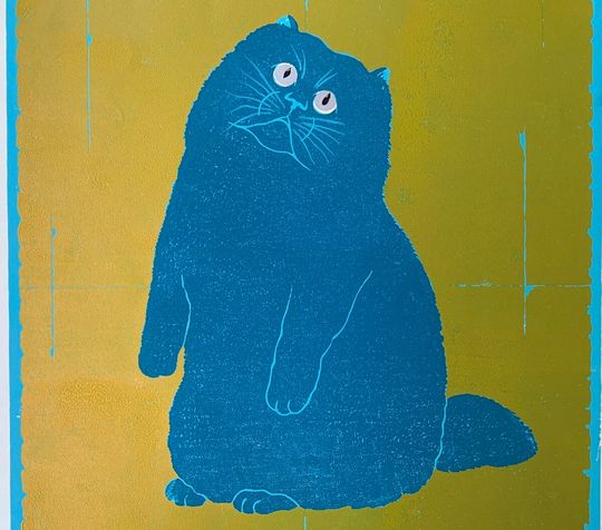 Discover Tadashige Nishida: "Rich blue cat, lifting"