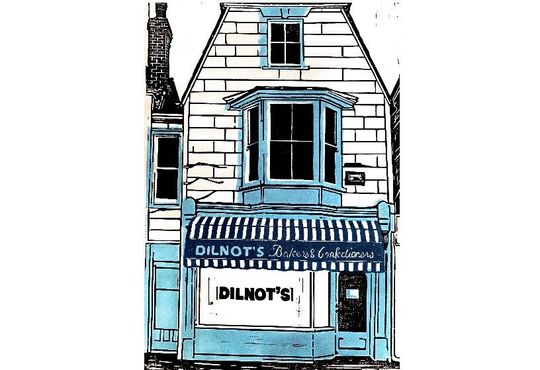 Discover Dilnots Bakery Whitstable Lino print