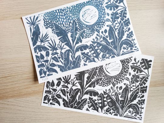 Discover Moonlight Linocut