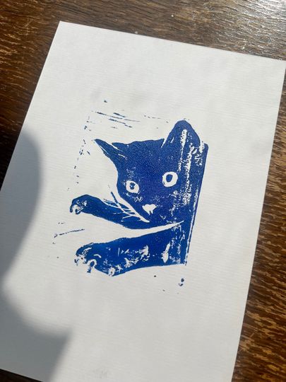 Discover Cat lino print