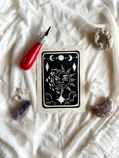 Discover Celestial dreams limited linocut print