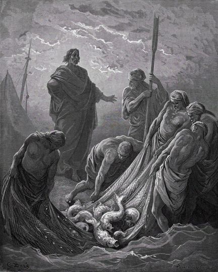 Discover 1800s Gustave DORE Biblical Woodcut "The Draught of Fishes" Gallery Certificate SIGNED Certificate of Authenticity