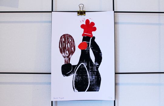 Discover feathers mcgraw | original hand-printed linocut A5 | four layered print