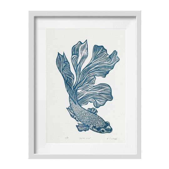 Discover Betta Fish Original Linocut Print (Unframed)