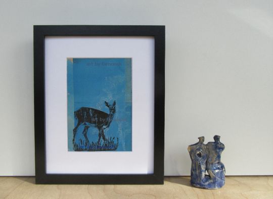 Discover Original Lino print, Fine art printmaking, Deer series #2 by Farnoosh Ahmadi, 10"x 8", Matted, Unframed, One of a kind, Monoprint
