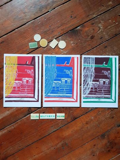 Discover Out the Window Linoprint A5