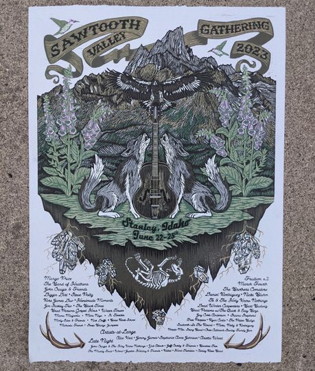 Discover Sawtooth Valley Gathering 2023 - Woodcut Print