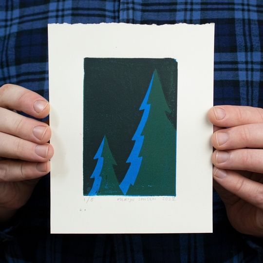 Discover Tree N.39 - linocut print
