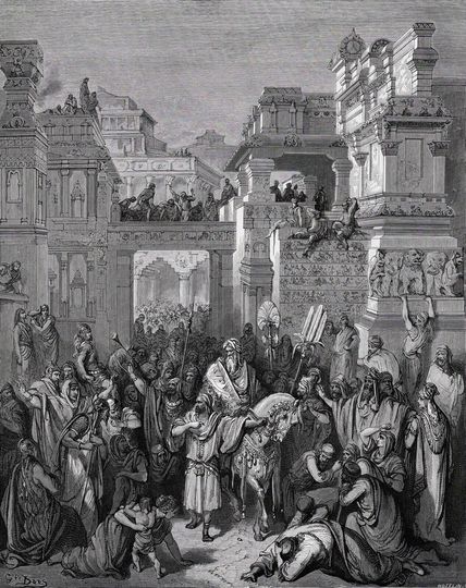 Discover 1800s Gustave DORE Woodcut "A Tribute to Mordecai" Gallery Framed SIGNED Certificate of Authenticity