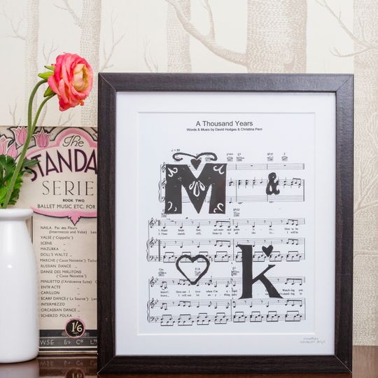Discover Personalised Sheet Music Initials Linoprint Poster