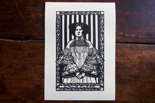 Discover Emilie Floege. Hand printed linocut. Linocut hand printed. Klimt's muse.