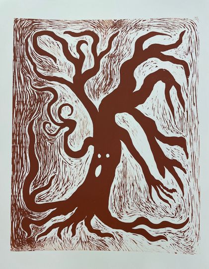 Discover Twisted Oak Woodcut Print