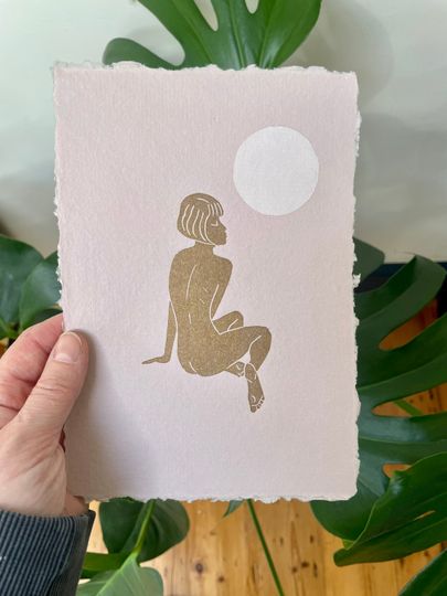Discover Glow - Lino print - original art print - wall art