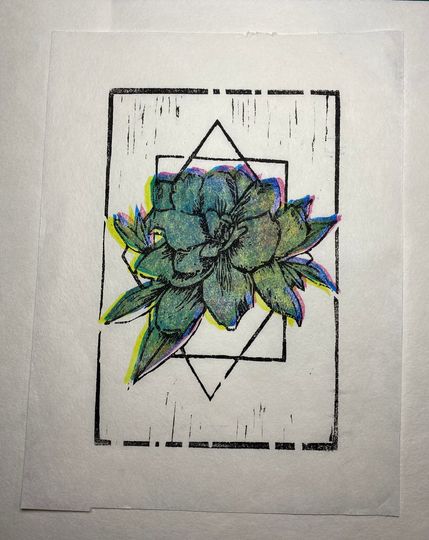 Discover RYB Gardenia Woodcut Print 6x8