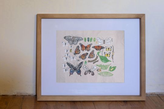 Discover Hand-painted linocut print