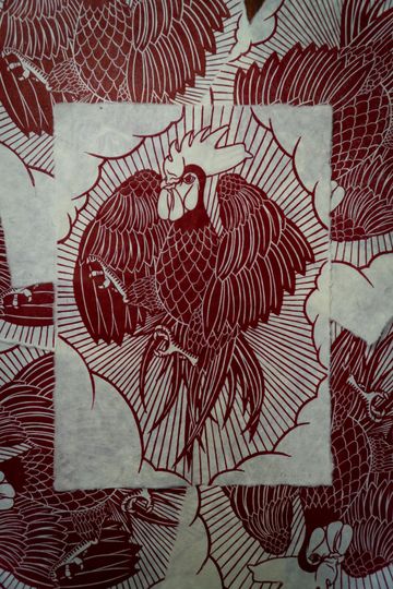 Discover The Rooster on Nepalese Lokta Paper A3