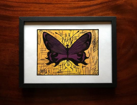 Discover Handmade linocut print "Purple butterfly" |wall art | nature | home decor | insect