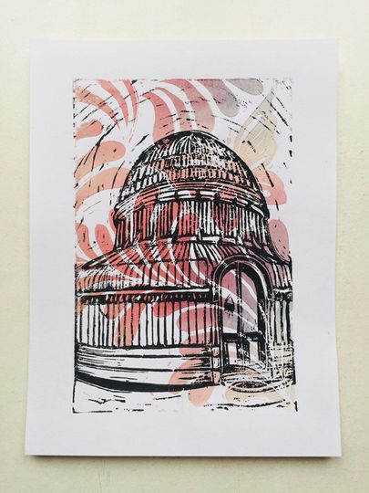 Discover Belfast Botanic Gardens Palm House Original Handmade Lino Print