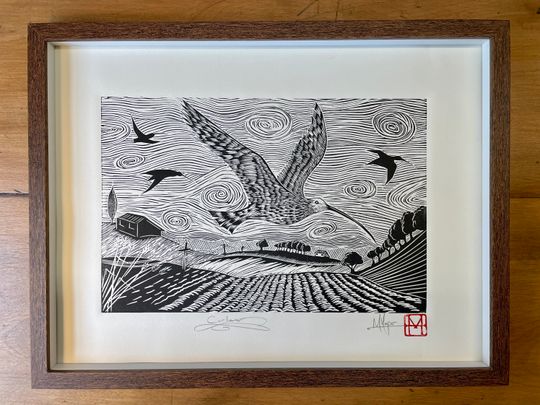 Discover The Curlew Linocut Print - black only