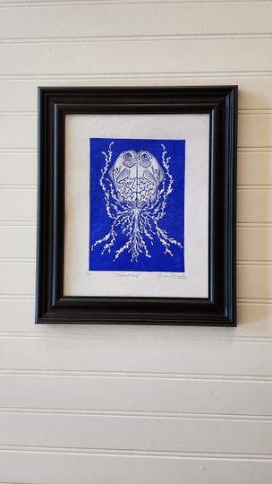 Discover Connections, 8x10" linocut relief print