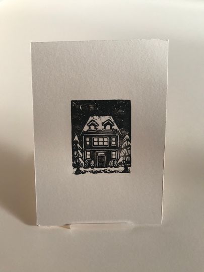 Discover Lino print, home, snow, winter, christmas, handmade, gifts, gift for the home, illustration, wall art, home decor