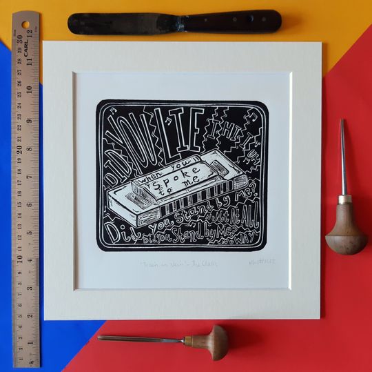 Discover Train in Vain - The Clash Linocut Artwork