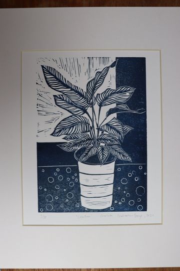 Discover Calathea lino print in blue